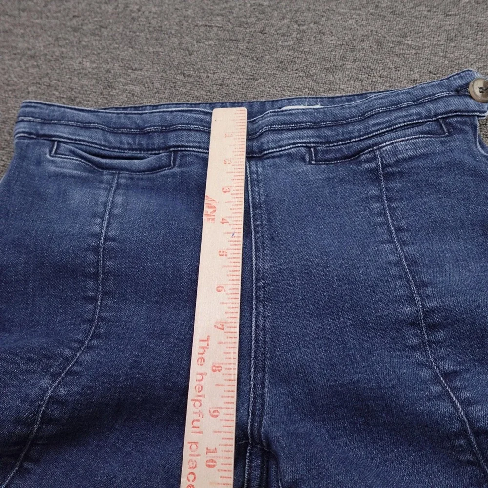 Pilcro Jeans Womens 32 Blue Medium Wash Mid Rise Skinny Slit Hem Stretch 32x29.5